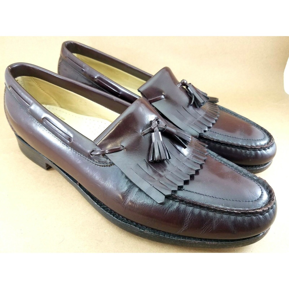 SAS  Burgundy Leather Slip On Kilt Tassel Moc Toe Dress Loafers Mens 12 S